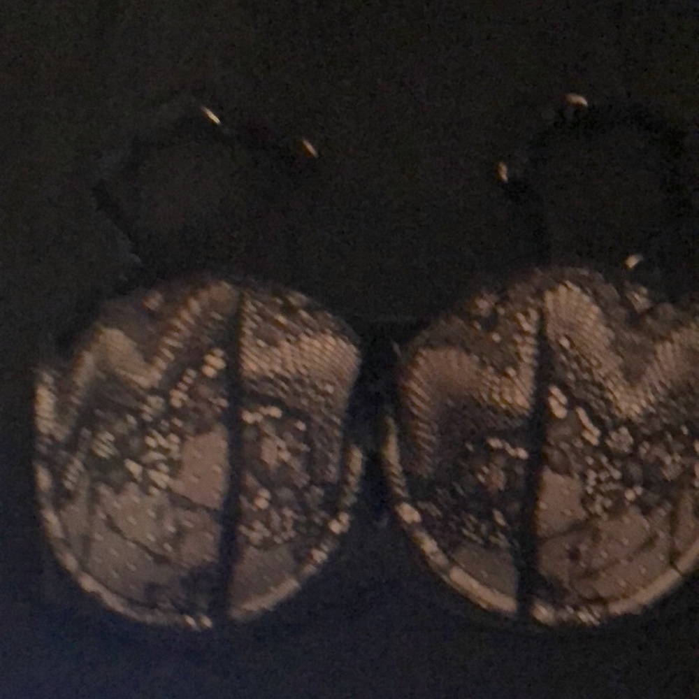 Black Lace over Nude Padded a push-up bra